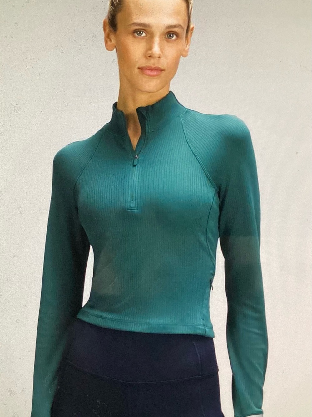 Lululemon It’s Rulu Ribbed Crop Half-Zip in Storm Teal